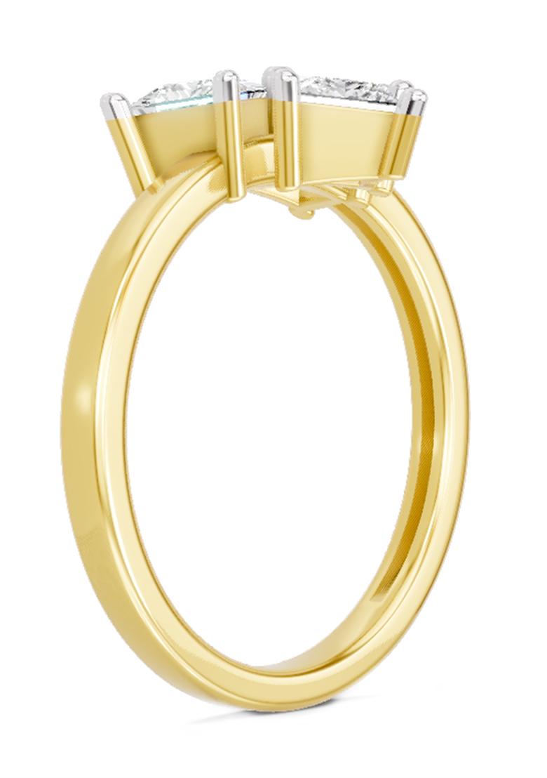 14Kt Yellow Gold Lab Grown Diamond 1.05 Carat IGI Certified Princess Shape 3 Stone Diamond Ring for Women