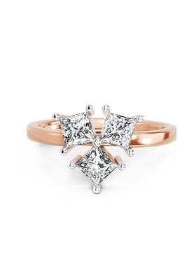 14Kt Rose Gold Lab Grown Diamond 1.05 Carat IGI Certified Princess Shape 3 Stone Diamond Ring for Women