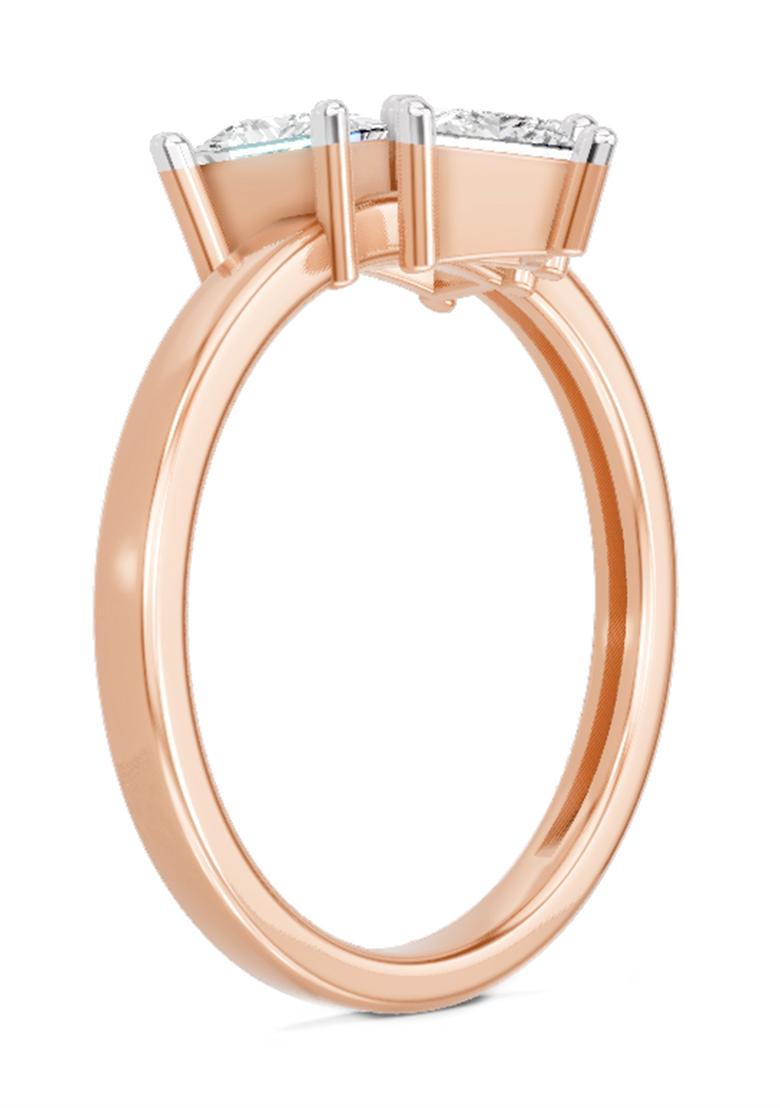 14Kt Rose Gold Lab Grown Diamond 1.05 Carat IGI Certified Princess Shape 3 Stone Diamond Ring for Women