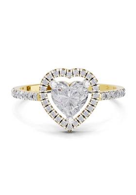 14Kt Yellow Gold Lab Grown Diamond 0.97 Carat IGI Certified Heart Halo Diamond Ring for Women