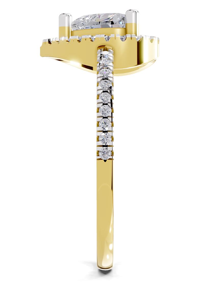 14Kt Yellow Gold Lab Grown Diamond 0.97 Carat IGI Certified Heart Halo Diamond Ring for Women