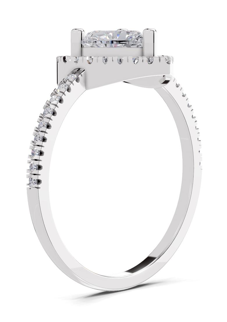 14Kt White Gold Lab Grown Diamond 0.97 Carat IGI Certified Heart Halo Diamond Ring for Women