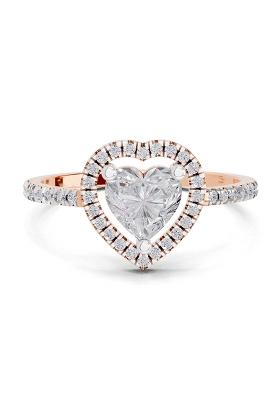 14Kt Rose Gold Lab Grown Diamond 0.97 Carat IGI Certified Heart Halo Diamond Ring for Women