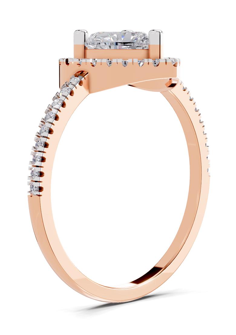 14Kt Rose Gold Lab Grown Diamond 0.97 Carat IGI Certified Heart Halo Diamond Ring for Women