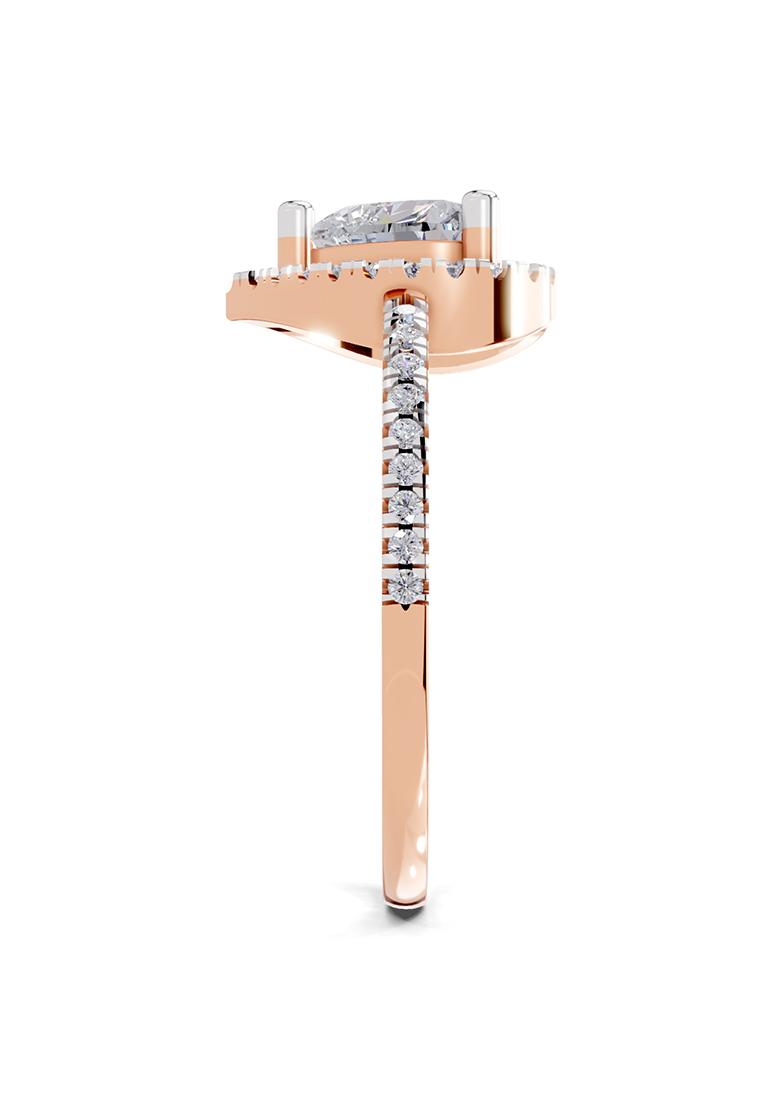 14Kt Rose Gold Lab Grown Diamond 0.97 Carat IGI Certified Heart Halo Diamond Ring for Women