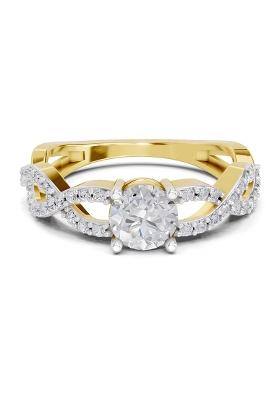 14Kt Yellow Gold Lab Grown Diamond 1 Carat IGI Certified Round Shape infinity Diamond Engagement Ring