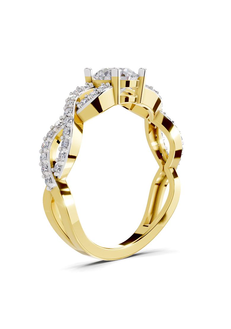 14Kt Yellow Gold Lab Grown Diamond 1 Carat IGI Certified Round Shape infinity Diamond Engagement Ring