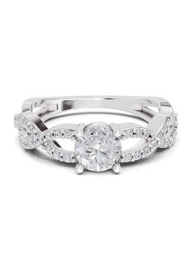 14Kt White Gold Lab Grown Diamond 1 Carat IGI Certified Round Shape infinity Diamond Engagement Ring