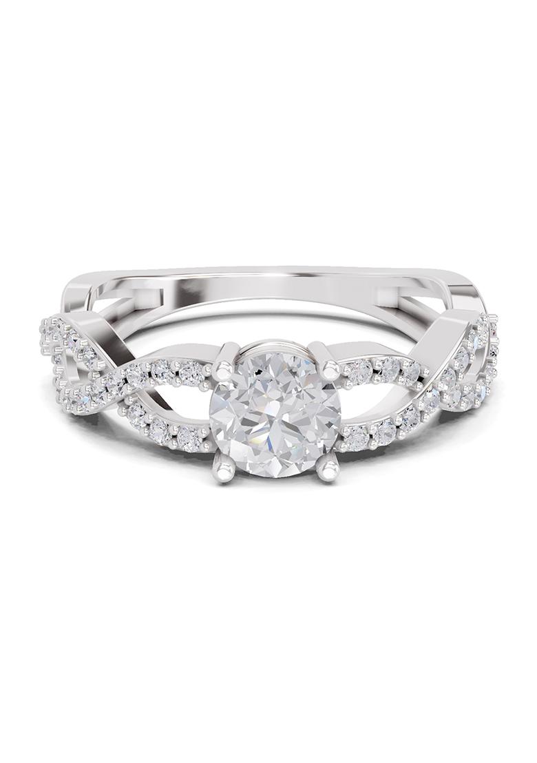 14Kt White Gold Lab Grown Diamond 1 Carat IGI Certified Round Shape infinity Diamond Engagement Ring