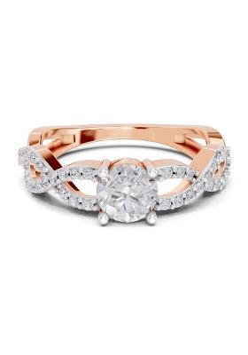 14Kt Rose Gold Lab Grown Diamond 1 Carat IGI Certified Round Shape infinity Diamond Engagement Ring