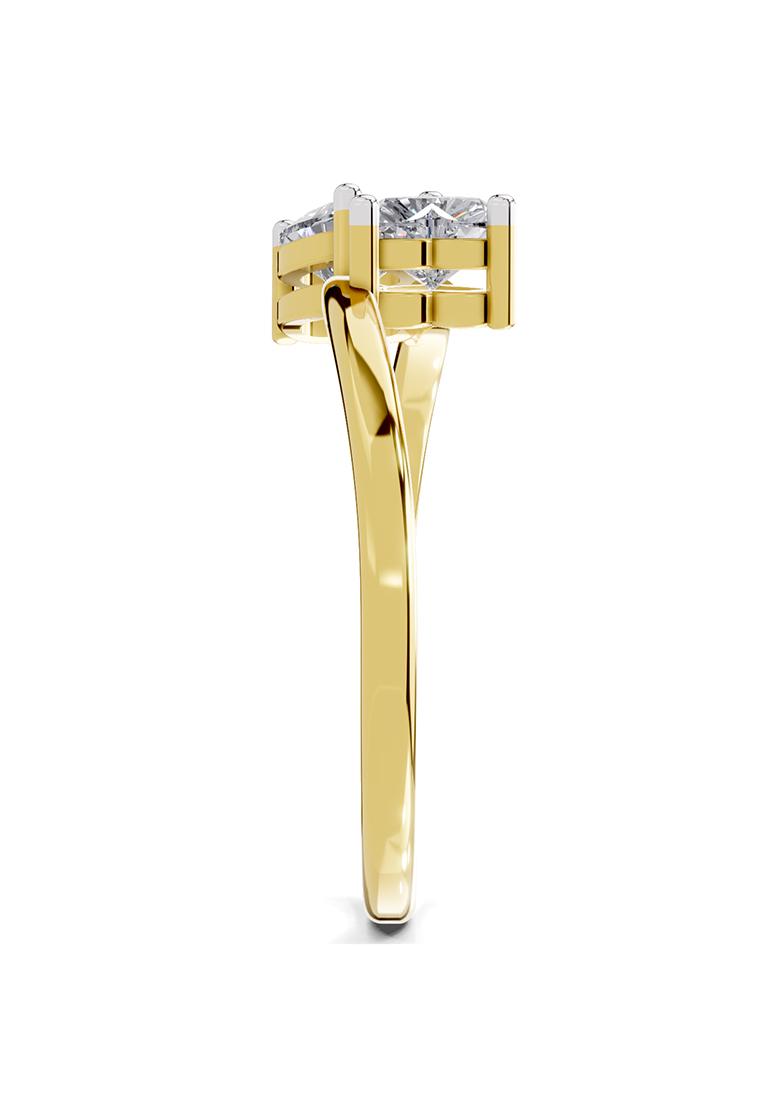 14Kt Yellow Gold Lab Grown Diamond 0.70 Carat Heart Shape Toi et Moi Diamond Ring for Women
