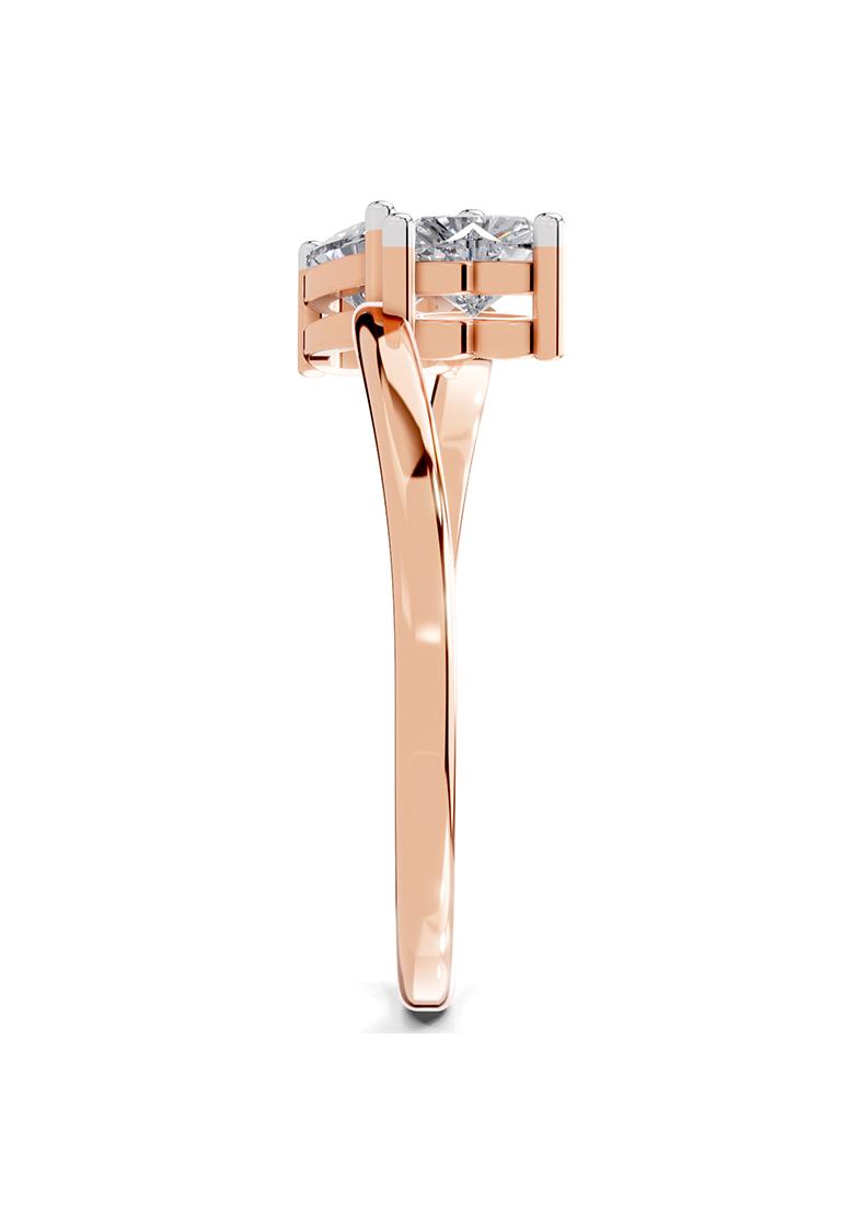 14Kt Rose Gold Lab Grown Diamond 0.70 Carat Heart Shape Toi et Moi Diamond Ring for Women