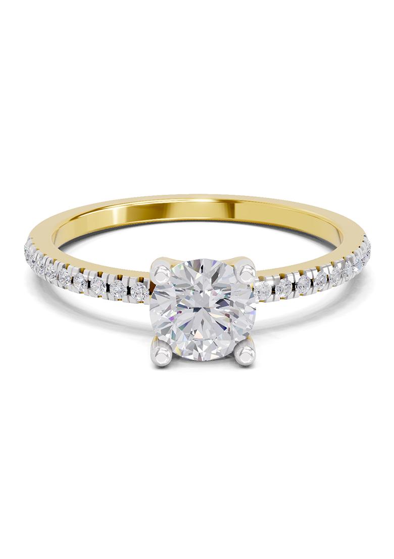 14Kt Yellow Gold Lab Grown Diamond 0.82 Carat Round Solitaire Diamond Ring for Women