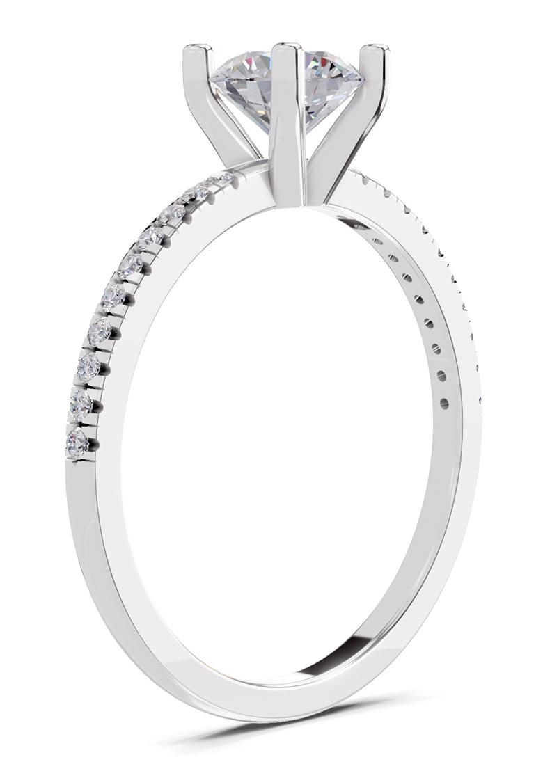 14Kt White Gold Lab Grown Diamond 0.82 Carat Round Solitaire Diamond Ring for Women