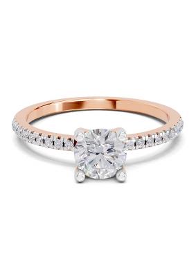 14Kt Rose Gold Lab Grown Diamond 0.82 Carat Round Solitaire Diamond Ring for Women