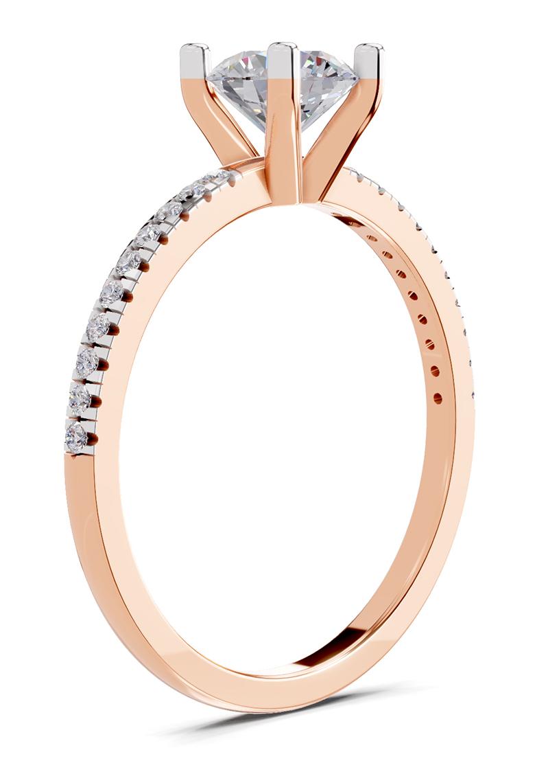 14Kt Rose Gold Lab Grown Diamond 0.82 Carat Round Solitaire Diamond Ring for Women