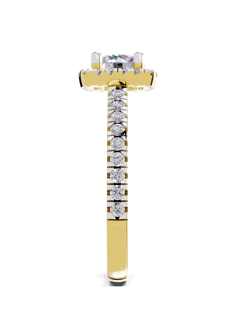 14Kt Yellow Gold Lab Grown Diamond 1.17 Carat Round Shape Halo Diamond Ring for Women