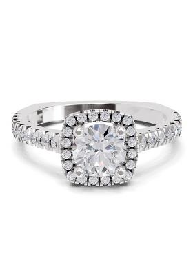 14Kt White Gold Lab Grown Diamond 1.17 Carat Round Shape Halo Diamond Ring for Women