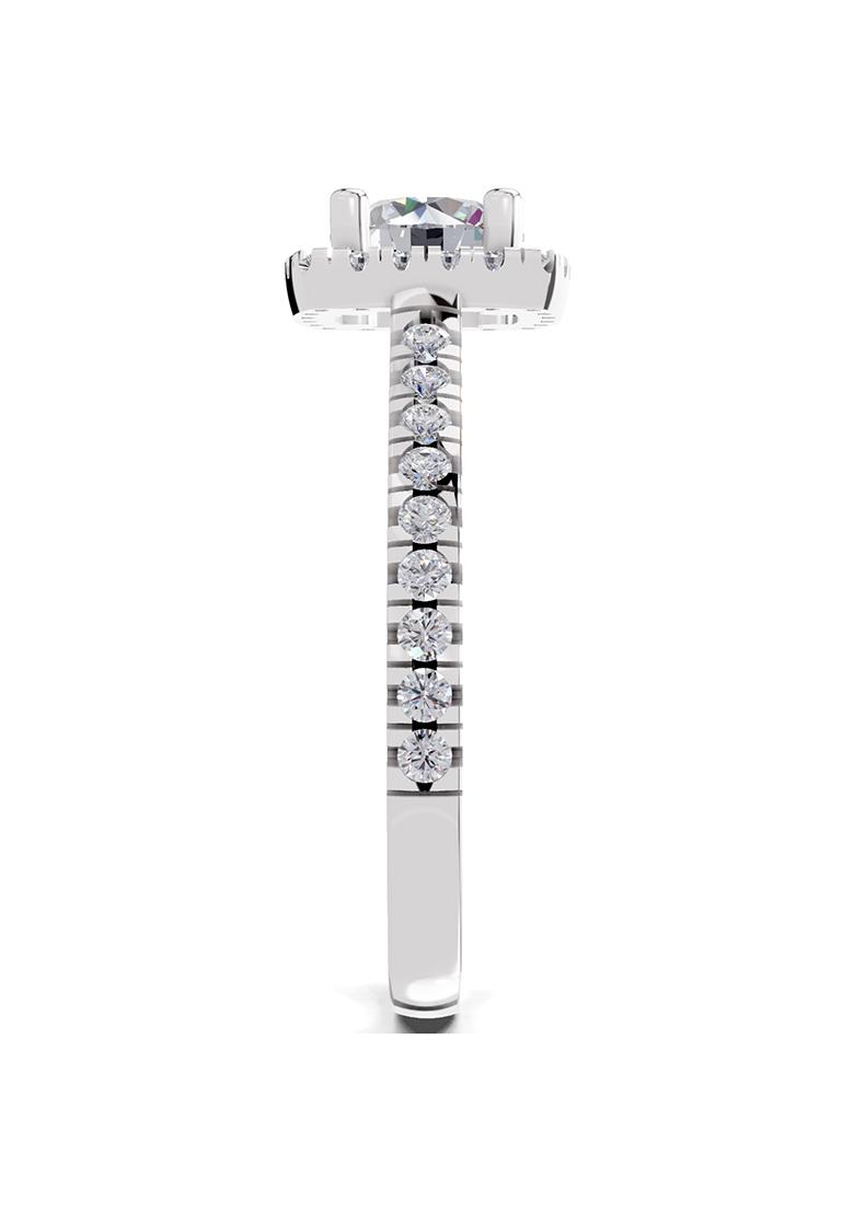 14Kt White Gold Lab Grown Diamond 1.17 Carat Round Shape Halo Diamond Ring for Women