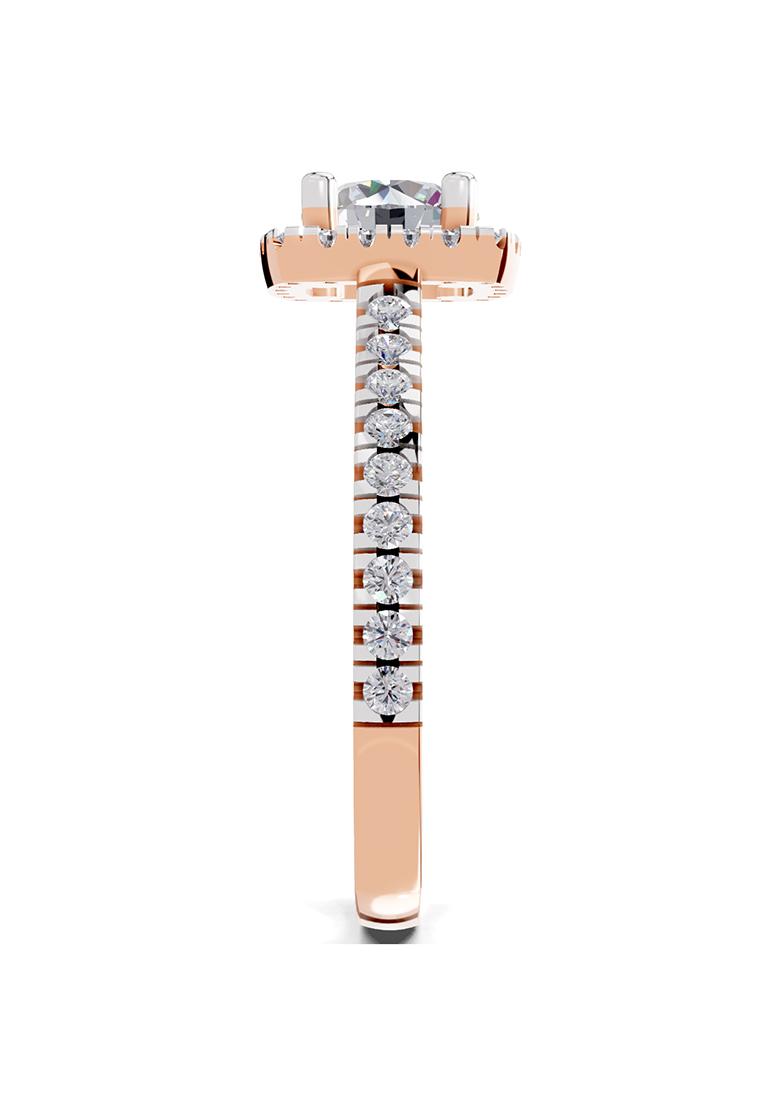 14Kt Rose Gold Lab Grown Diamond 1.17 Carat Round Shape Halo Diamond Ring for Women