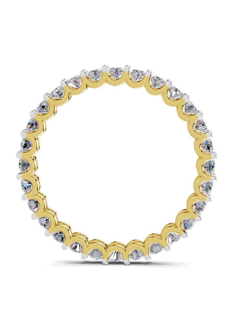 14Kt Yellow Gold Lab Grown Diamond 1.09 Carat Round Shape Eternity Diamond Ring for Women