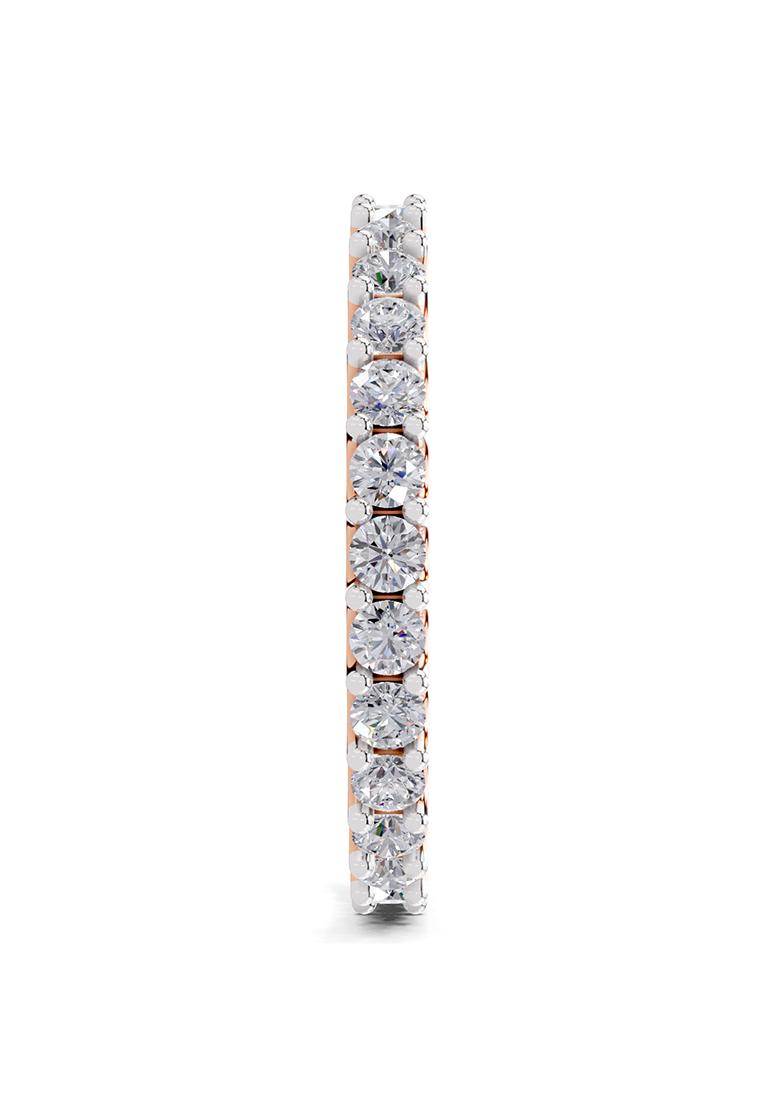 14Kt Rose Gold Lab Grown Diamond 1.09 Carat Round Shape Eternity Diamond Ring for Women