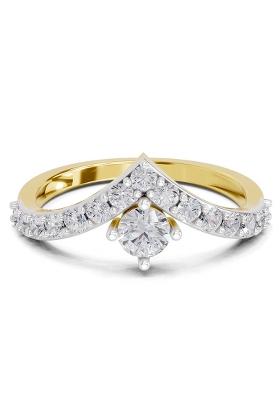 14Kt Yellow Gold Lab Grown Diamond 0.78 Carat Round Shape Chevron Diamond Engagement Ring for Women
