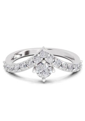 14Kt White Gold Lab Grown Diamond 0.78 Carat Round Shape Chevron Diamond Engagement Ring for Women