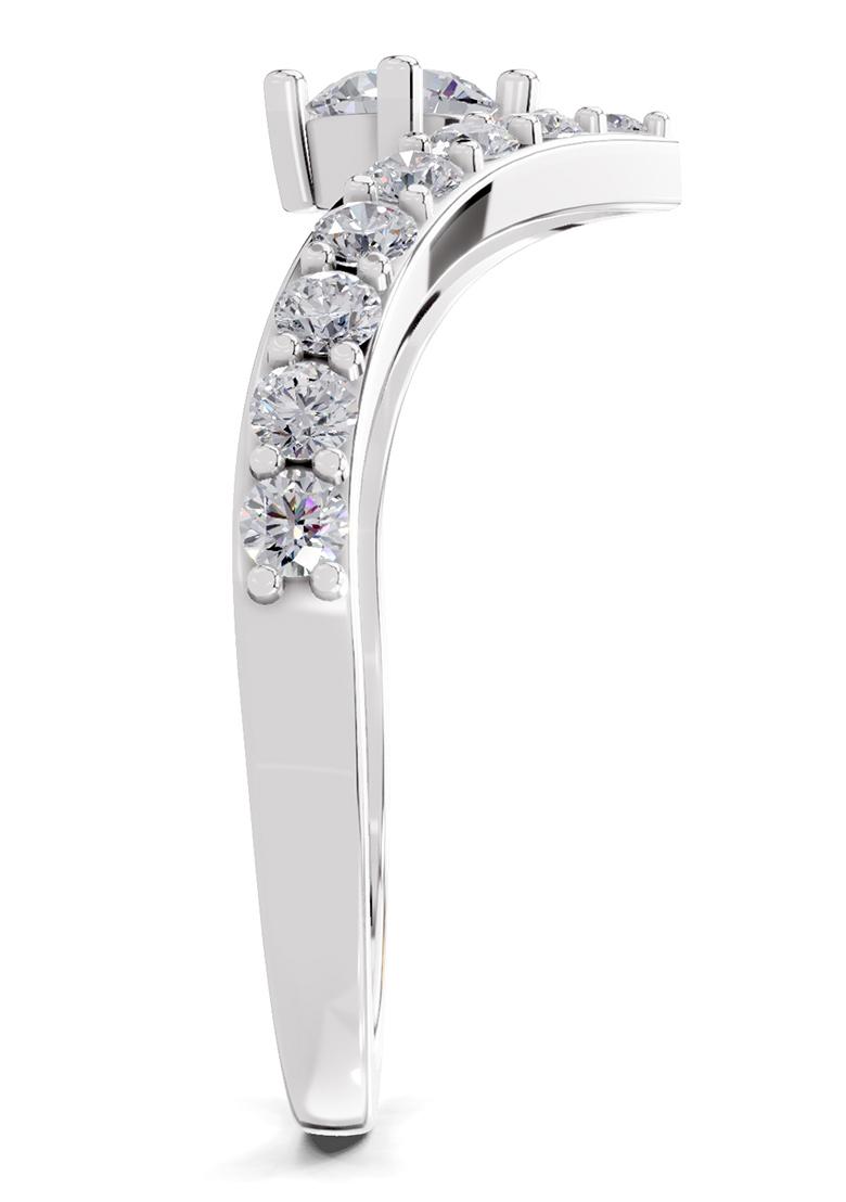 14Kt White Gold Lab Grown Diamond 0.78 Carat Round Shape Chevron Diamond Engagement Ring for Women