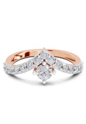 14Kt Rose Gold Lab Grown Diamond 0.78 Carat Round Shape Chevron Diamond Engagement Ring for Women