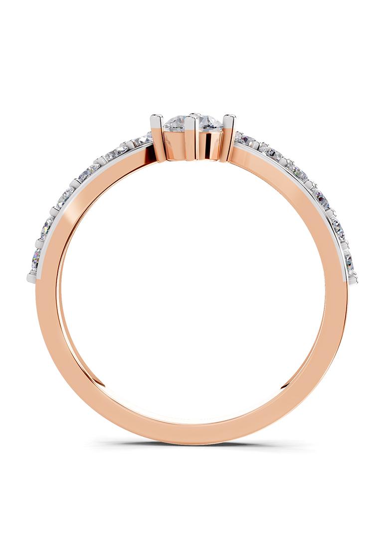 14Kt Rose Gold Lab Grown Diamond 0.78 Carat Round Shape Chevron Diamond Engagement Ring for Women