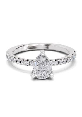 14Kt White Gold Lab Grown Diamond 0.97 Carat Pear Shape Diamond Ring for Women