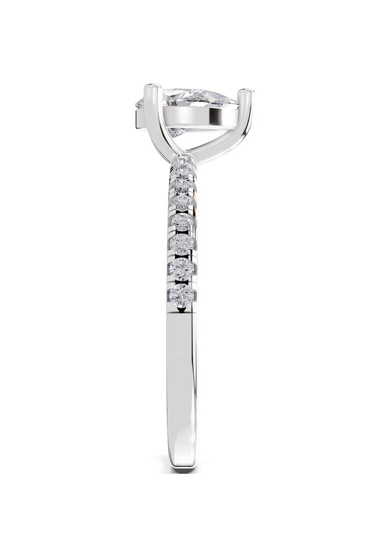 14Kt White Gold Lab Grown Diamond 0.97 Carat Pear Shape Diamond Ring for Women