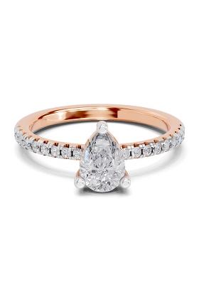 14Kt Rose Gold Lab Grown Diamond 0.97 Carat Pear Shape Diamond Ring for Women