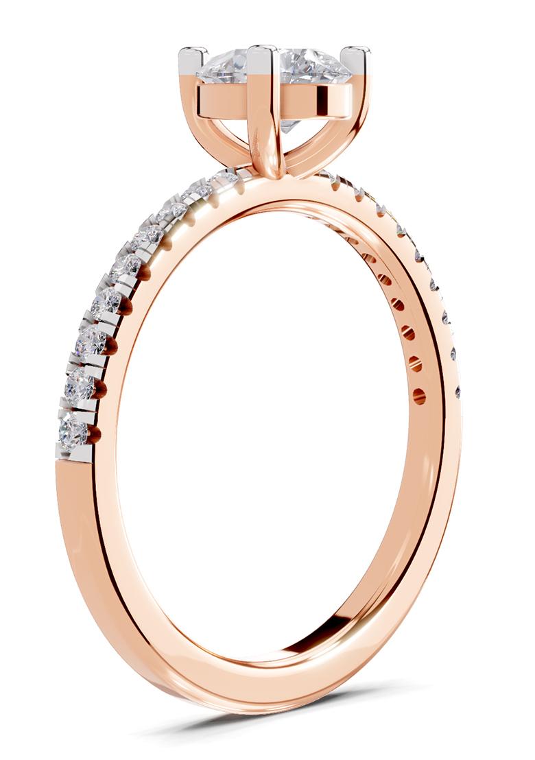 14Kt Rose Gold Lab Grown Diamond 0.97 Carat Pear Shape Diamond Ring for Women