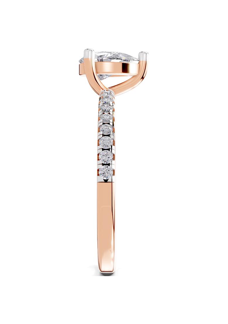 14Kt Rose Gold Lab Grown Diamond 0.97 Carat Pear Shape Diamond Ring for Women