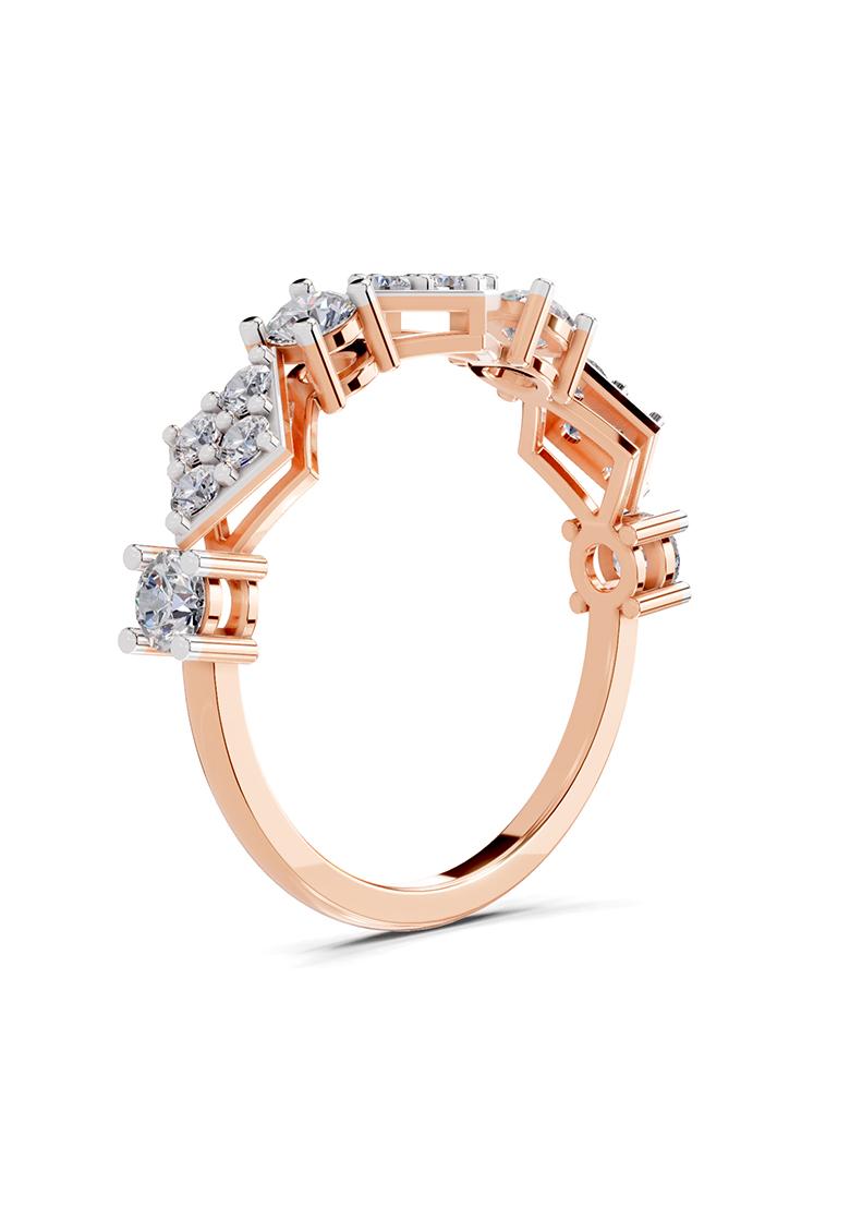 14Kt Rose Gold Lab Grown Diamond 0.81 Carat Round Shape Cluster Diamond Ring