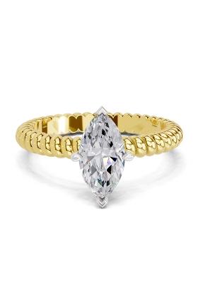 14Kt Yellow Gold Lab Grown Diamond 1.25 Carat Marquise Shape Solitaire Diamond Ring