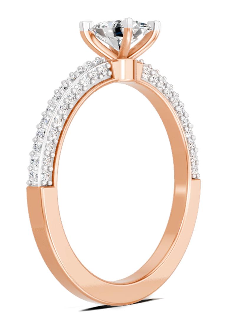 14Kt Rose Gold Lab Grown Diamond 0.92 Carat Oval Shape Pave Eternity Solitaire Diamond Ring