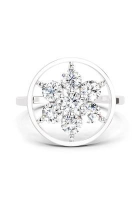 14Kt White Gold Lab Grown Diamond 0.76 Ct Round Shape Diamond Flower Ring for Women