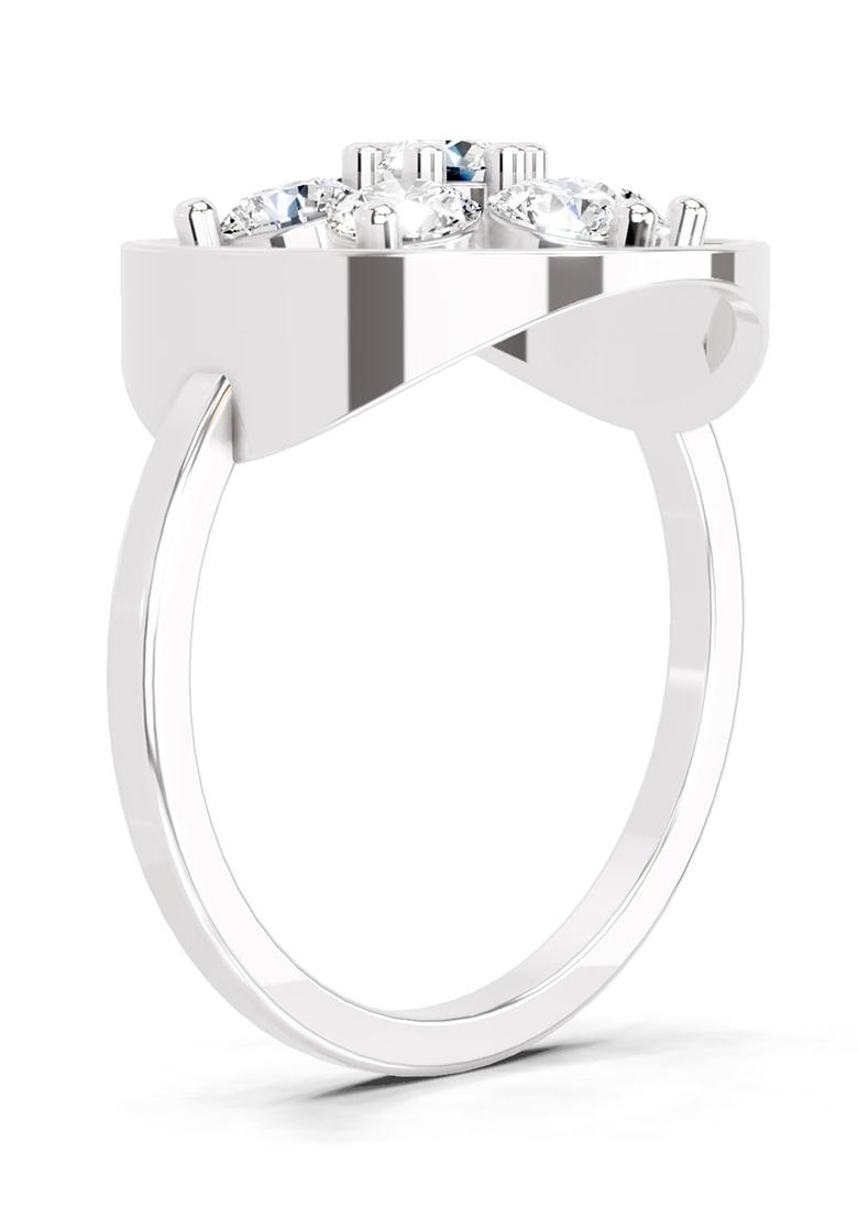 14Kt White Gold Lab Grown Diamond 0.76 Ct Round Shape Diamond Flower Ring for Women