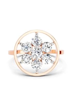 14Kt Rose Gold Lab Grown Diamond 0.76 Ct Round Shape Diamond Flower Ring for Women