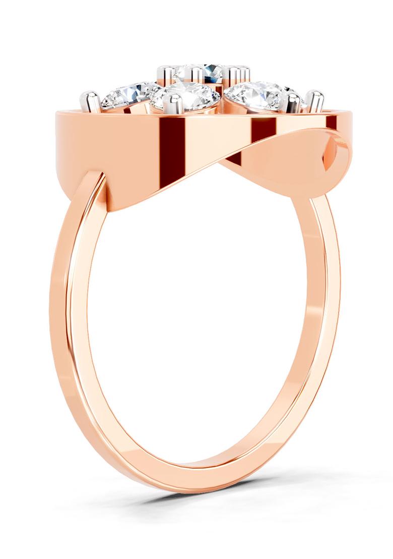 14Kt Rose Gold Lab Grown Diamond 0.76 Ct Round Shape Diamond Flower Ring for Women