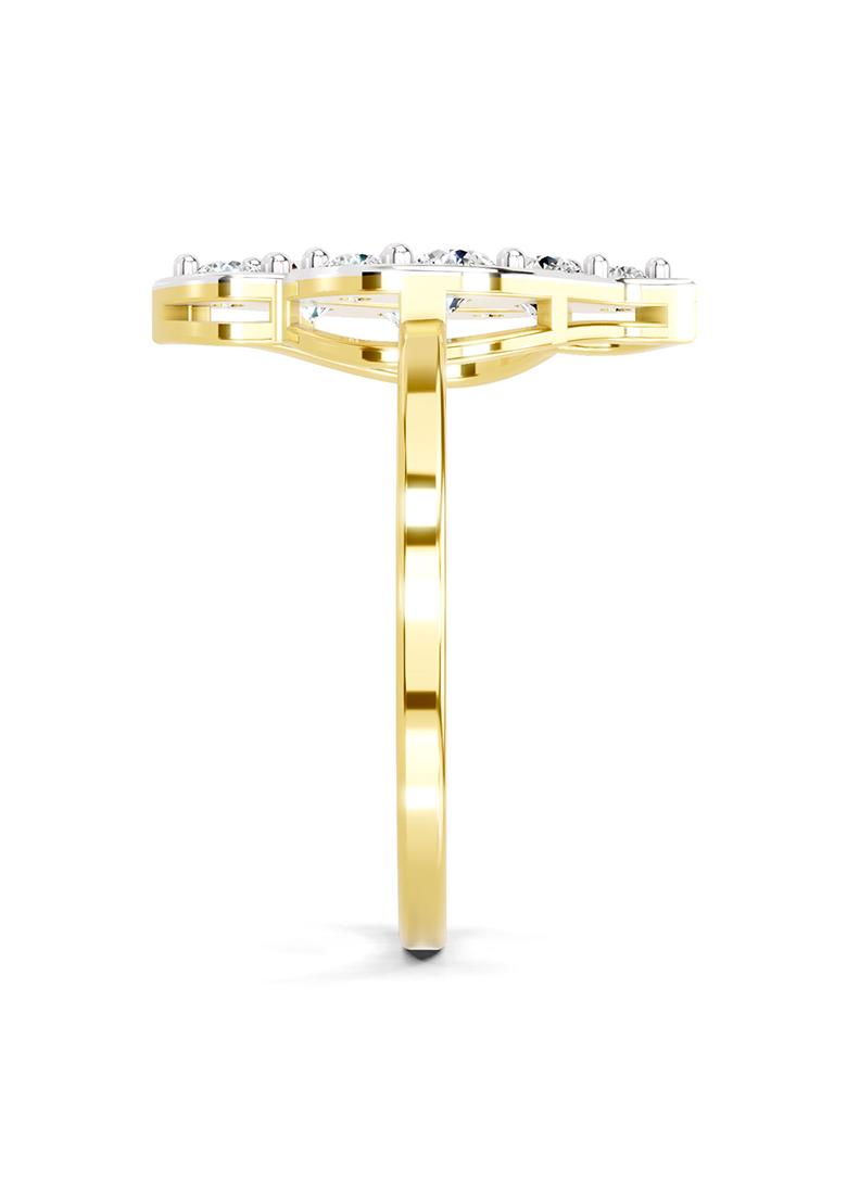 14Kt Yellow Gold Lab Grown Diamond 0.6 Ct Round Shape Diamond Ring for Women