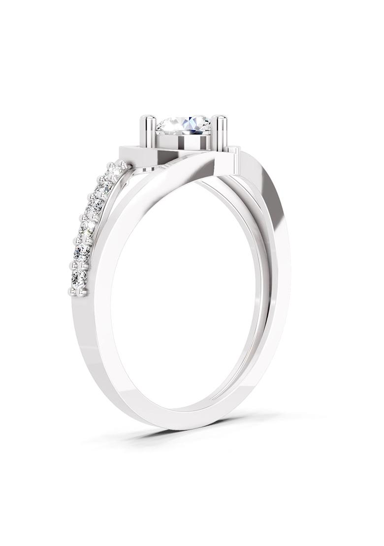 14Kt White Gold Lab Grown Diamond 0.67 Ct IGI Cerified Heart Round Shape Diamond Ring for Women