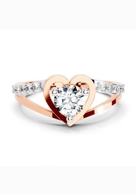 14Kt Rose Gold Lab Grown Diamond 0.67 Ct IGI Cerified Heart Round Shape Diamond Ring for Women