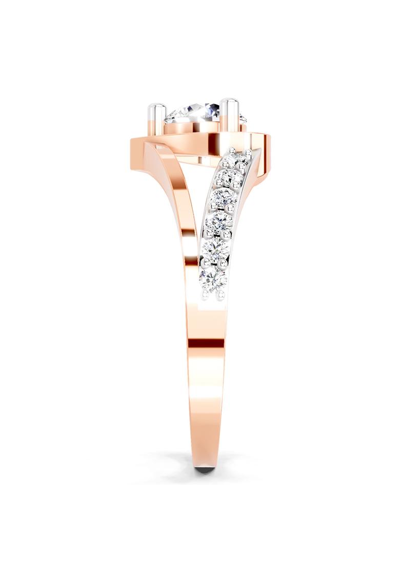 14Kt Rose Gold Lab Grown Diamond 0.67 Ct IGI Cerified Heart Round Shape Diamond Ring for Women