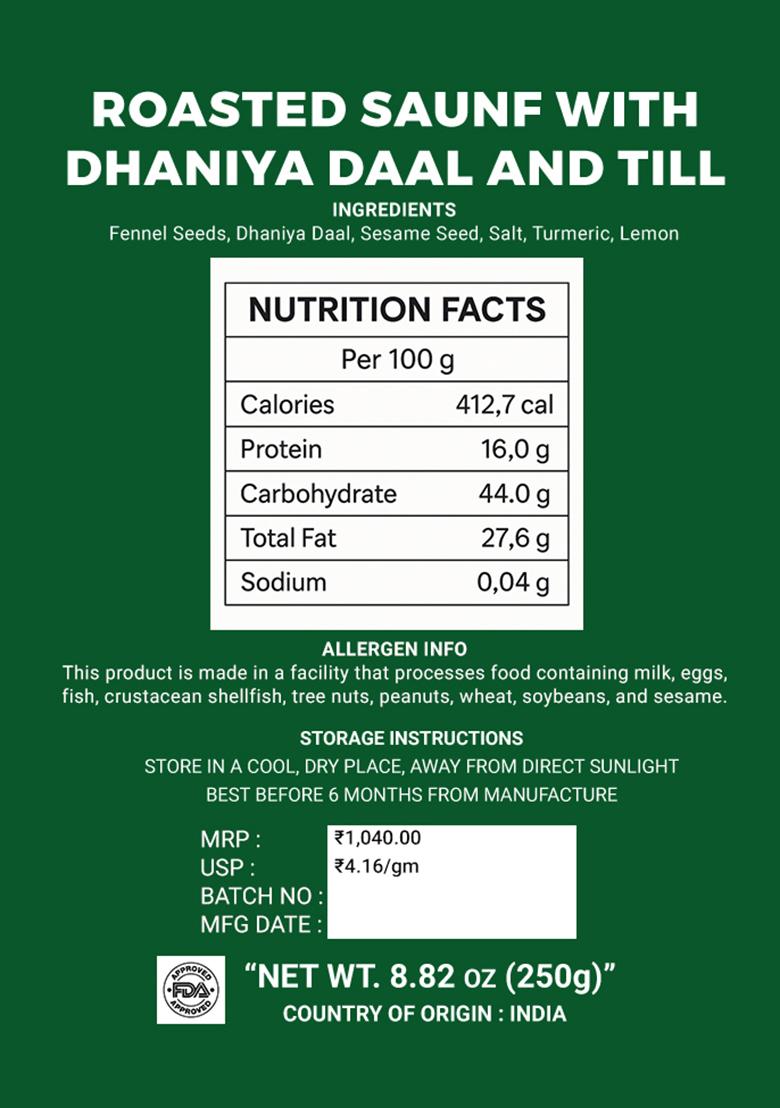 Roasted Saunf with Dhaniya Daal and Till 8.82 oz (250 g) - Indya