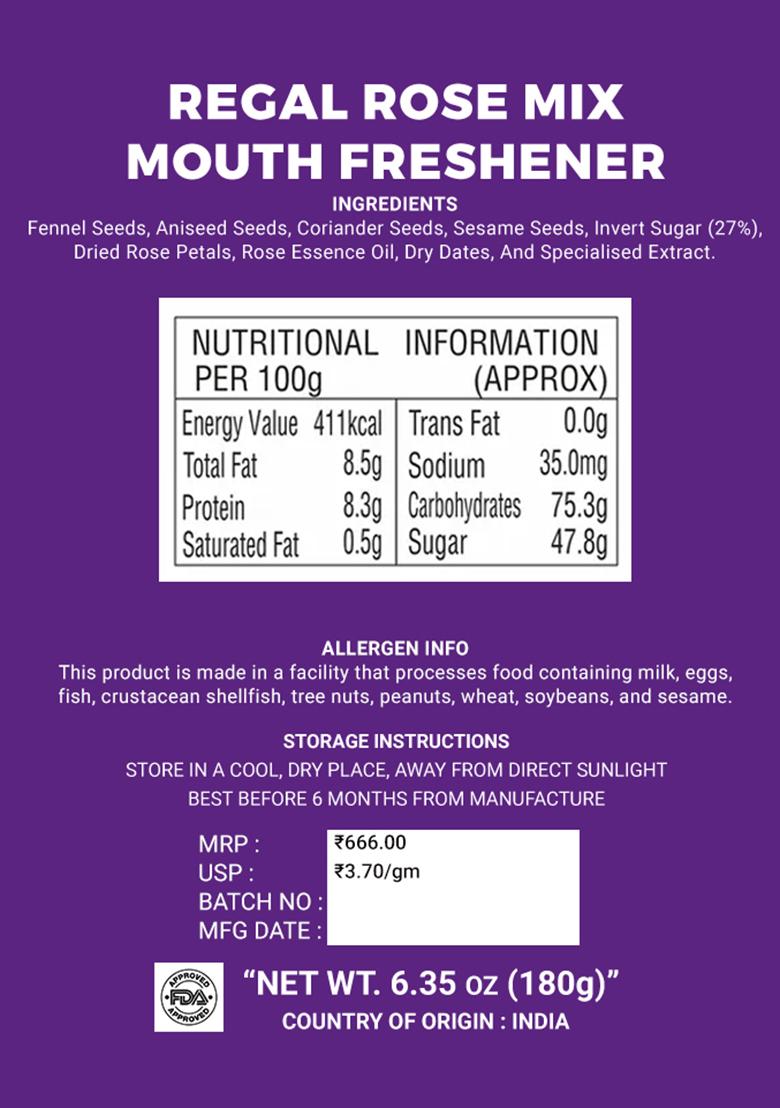 Regal Rose Mix Mouth Freshener 6.35 oz (180 g) - Indya