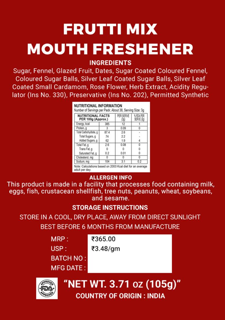 Frutti Mix Mouth Freshener 3.71 oz (105 g) - Indya
